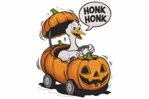 Goose Driving Pumpkin Car Embroidery Design