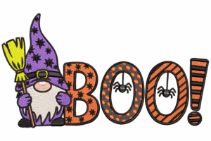 Halloween BOO Gnome Embroidery Design