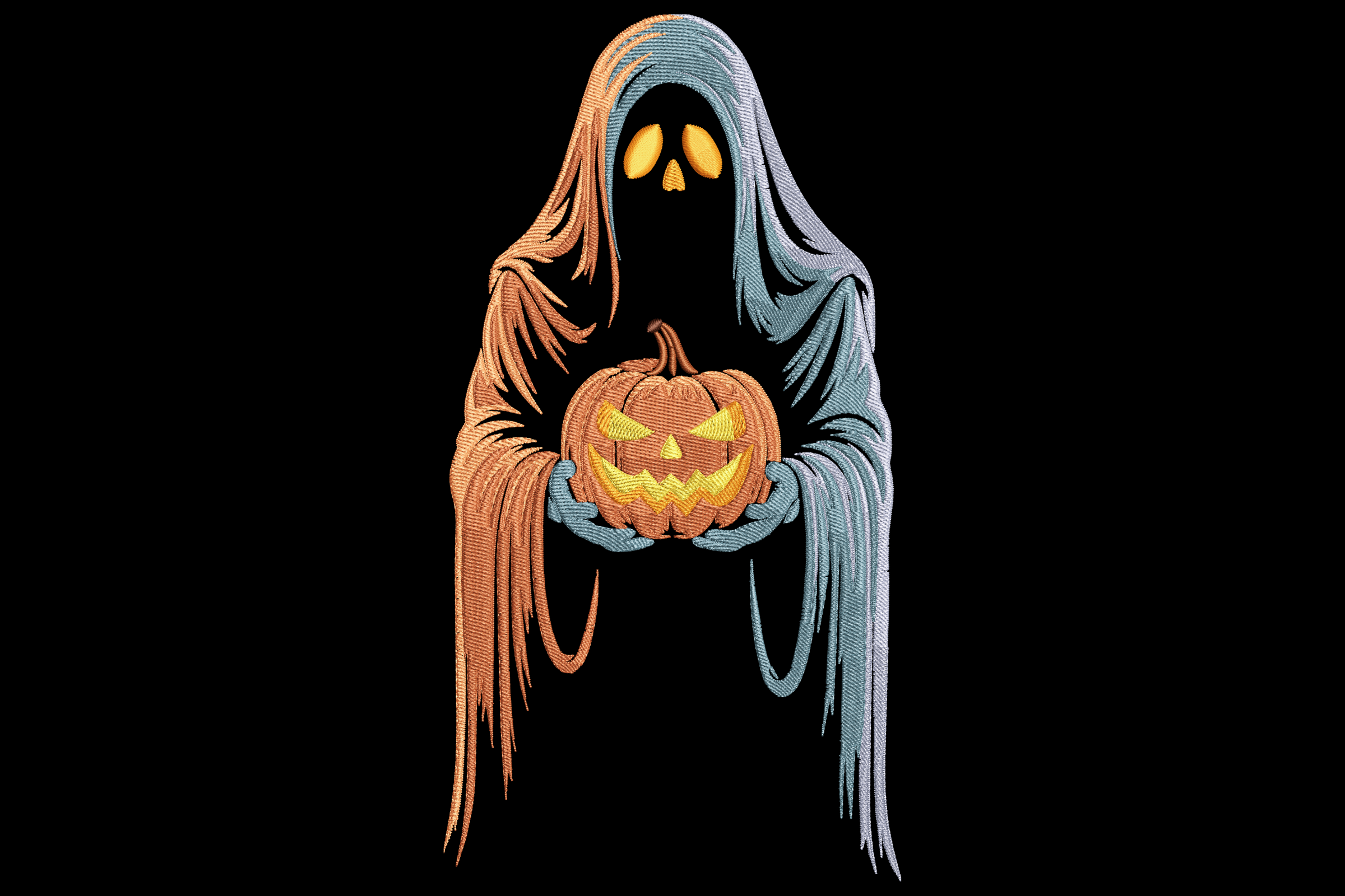 Halloween Grim Reaper with Pumpkin Embroidery Design