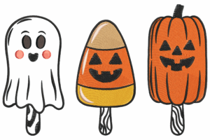 Halloween Popsicle Trio Embroidery Design