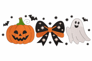 Halloween Pumpkin Ghost Embroidery Design