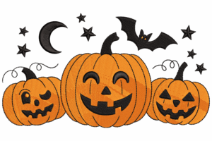 Halloween Pumpkin Trio Machine Embroidery Design