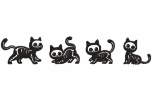 Halloween Skeleton Cat Embroidery Design