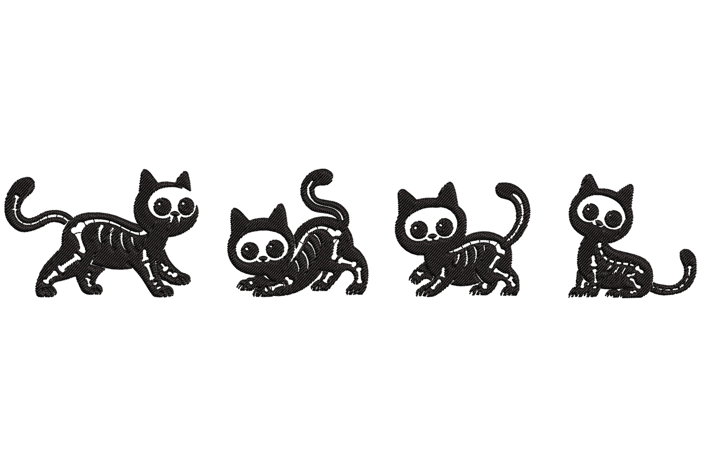 Halloween Skeleton Cat Embroidery Design
