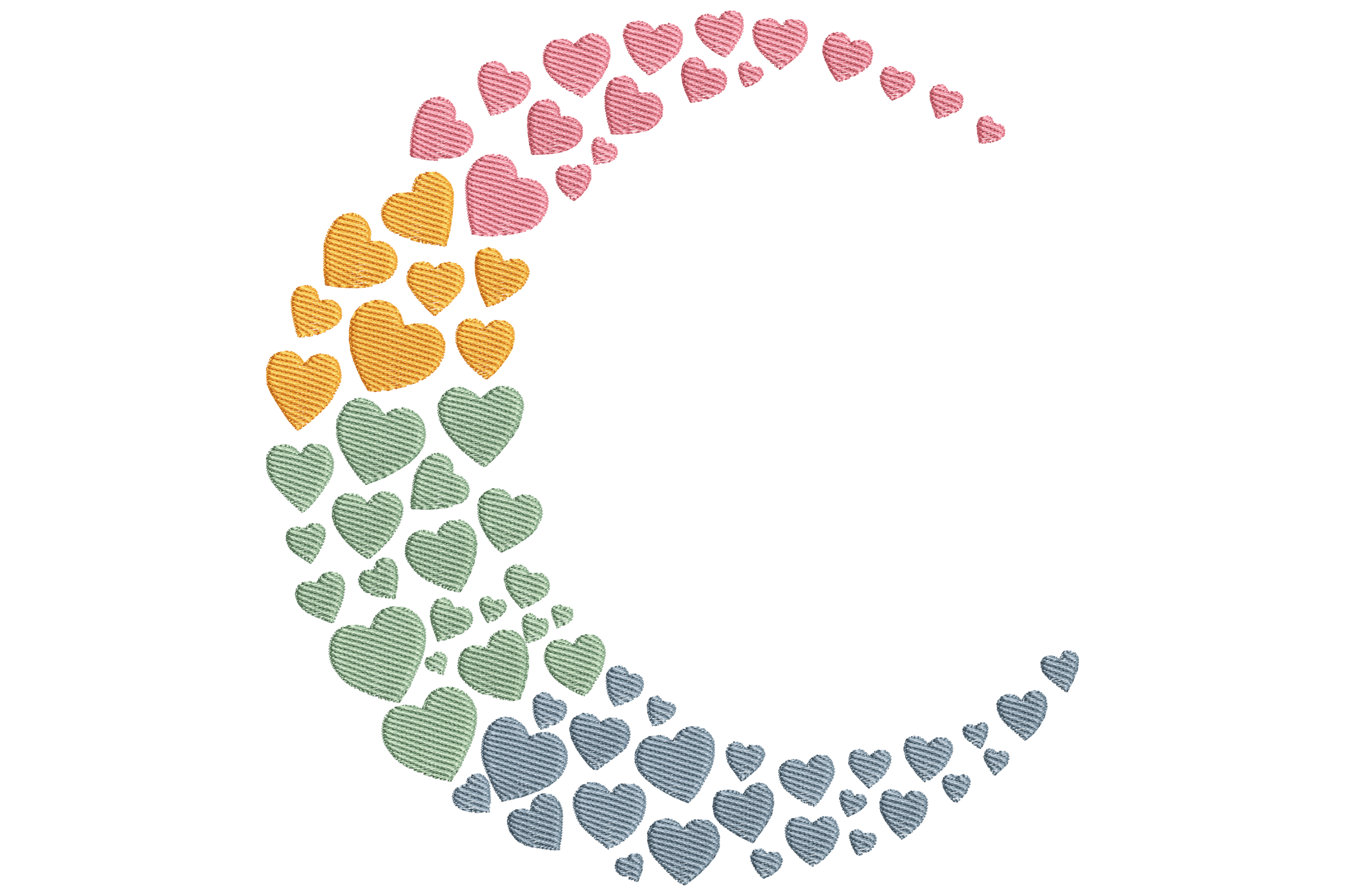 Heart Crescent Embroidery Design