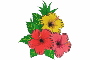 Hibiscus Trio Floral Embroidery Design