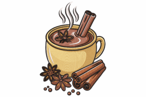 Hot Cocoa Mug with Cinnamon Embroidery Design