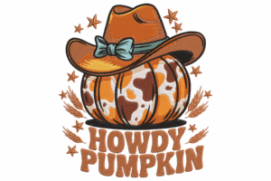 Howdy Pumpkin Embroidery Design