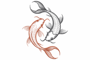 Koi Fish Pair Embroidery Design