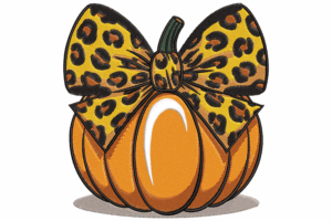 Leopard Print Bow Pumpkin Embroidery Design