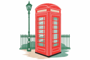 London Telephone Booth Embroidery Design