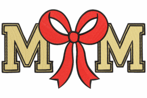 MOM with Bow Embroidery Design