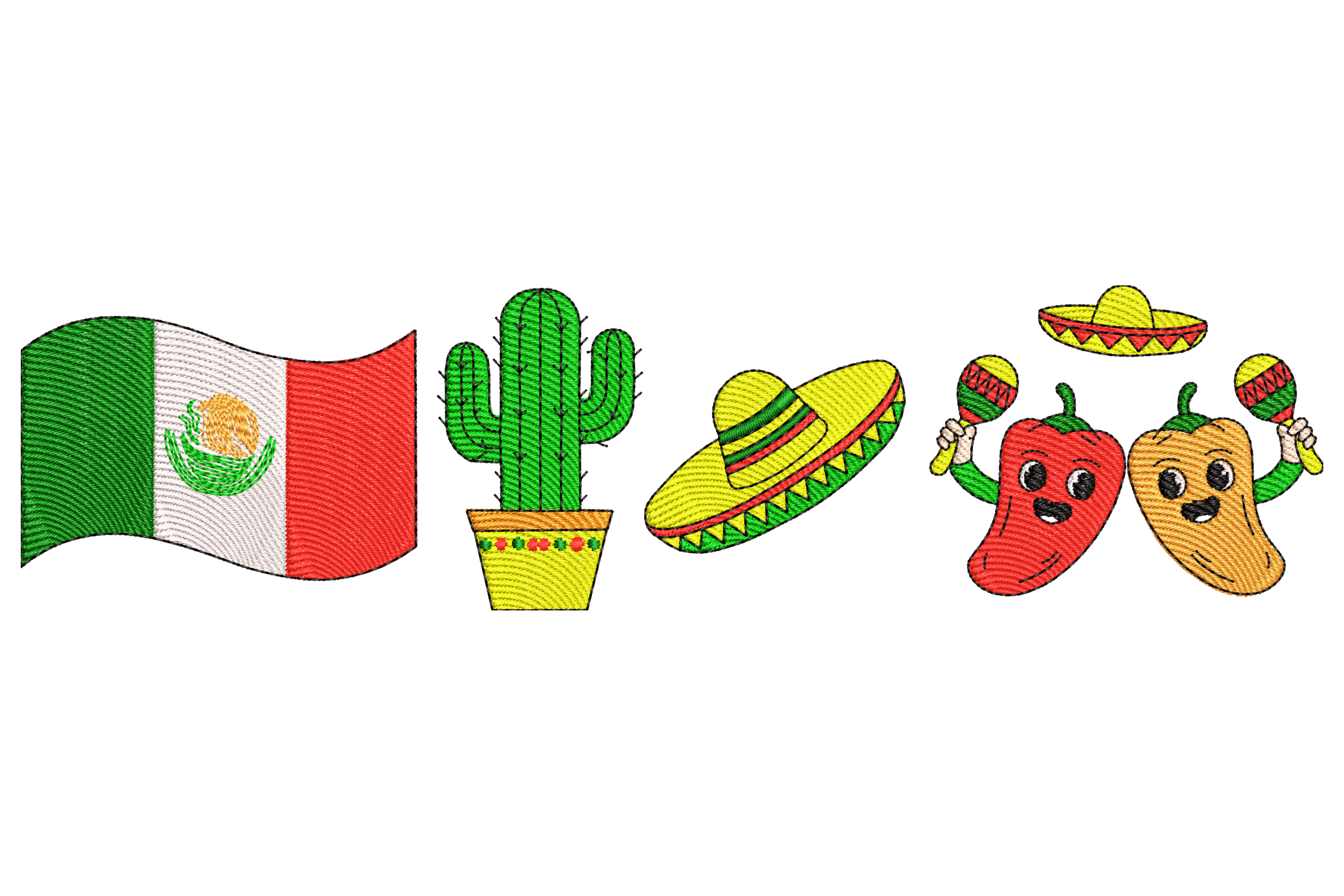 Mexican Culture Icons Embroidery Design