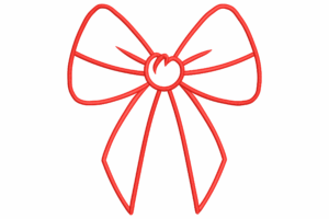 Minimalist Red Ribbon Bow Embroidery Design