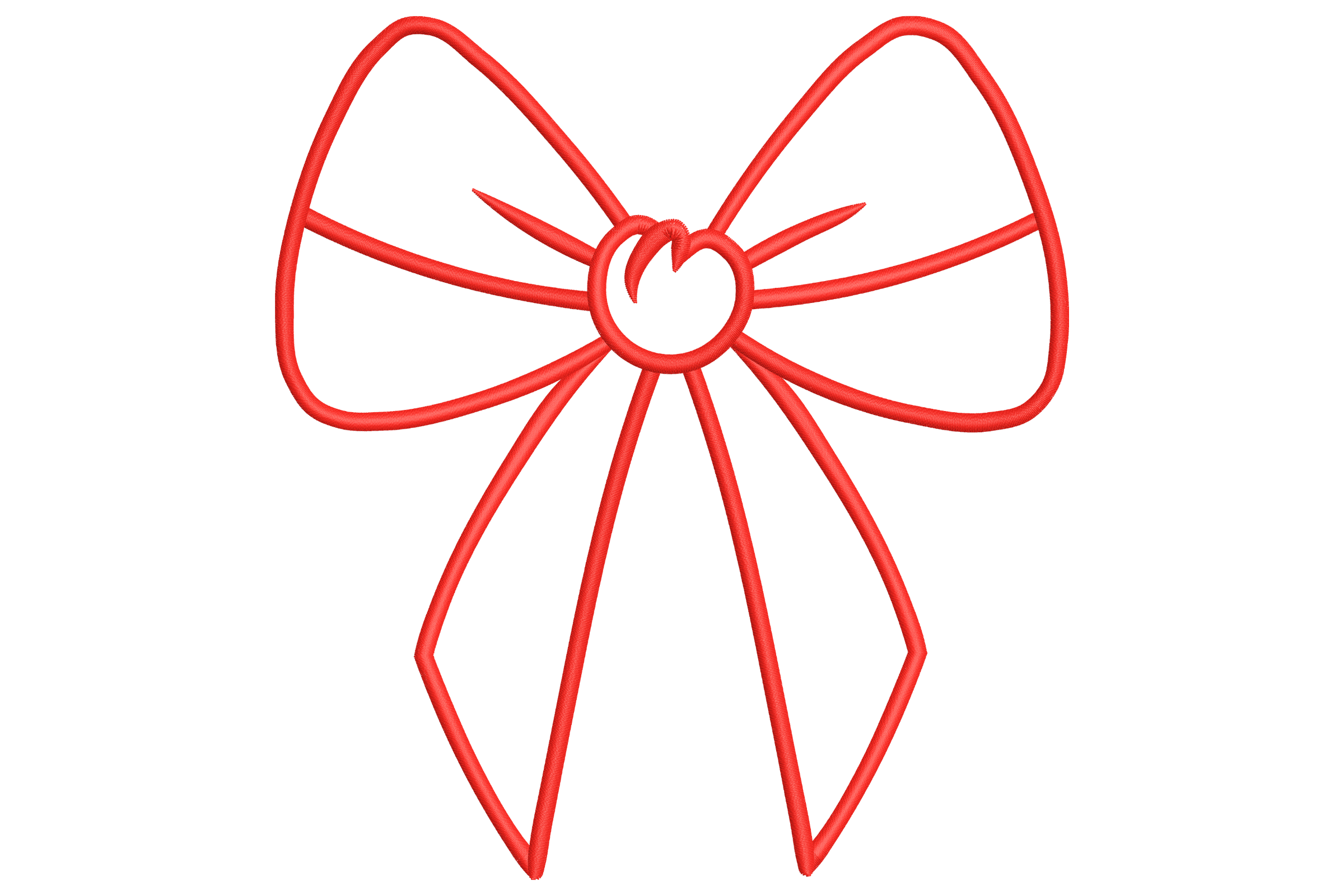 Minimalist Red Ribbon Bow Embroidery Design