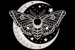 Moth with Moon and Stars Embroidery Design
