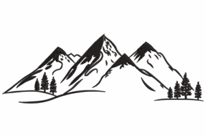 Mountain Range with Trees Embroidery Design