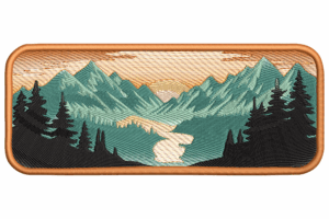 Mountain Sunset Landscape Embroidery Design