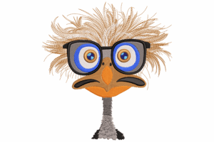 Nerdy Ostrich Embroidery Design