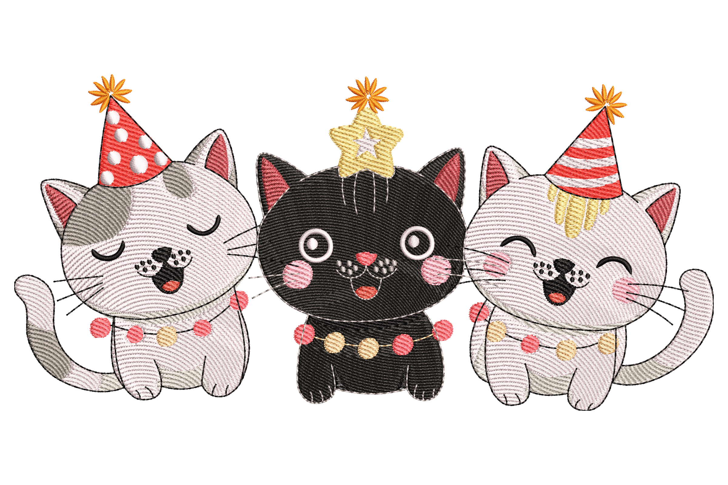 Party Cats Machine Embroidery Design – Playful & Cute