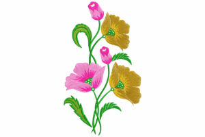 Pink and Golden Floral Embroidery Design