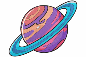 Planet with Rings Embroidery Design