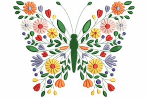 Premium Floral Butterfly Machine Embroidery Design