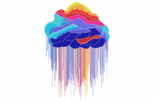 Premium Rainbow Cloud Machine Embroidery Design