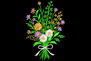 Premium Wildflower Bouquet Embroidery Design