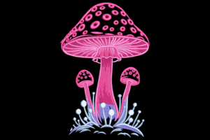 Psychedelic Pink Mushroom Embroidery Design