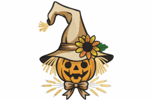 Pumpkin Scarecrow Hat Embroidery Design