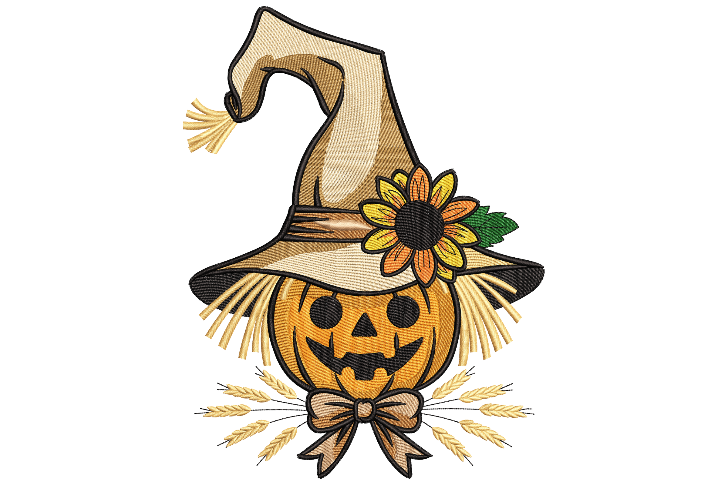 Pumpkin Scarecrow Hat Embroidery Design