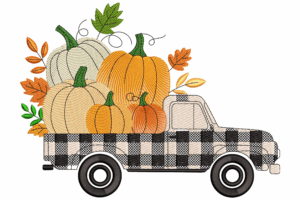 Pumpkin Truck Embroidery Design