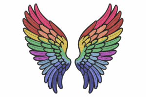 Rainbow Wings Embroidery Design