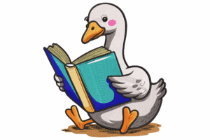 Reading Duck Embroidery Design