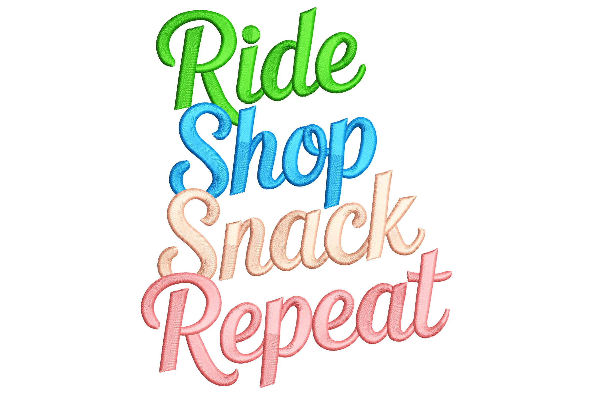 Ride Shop Snack Repeat Embroidery Design – Fun & Playful