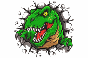 Roaring T-Rex Wall Break Embroidery Design