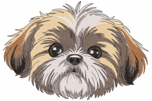 Shih Tzu Dog Face Embroidery Design