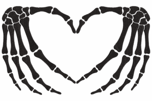 Skeleton Heart Hands Embroidery Design