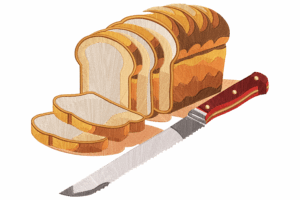 Sliced Bread with Knife Embroidery Design