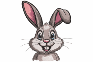 Smiling Bunny Face Embroidery Design