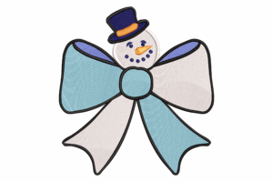 Snowman Bow Embroidery Design