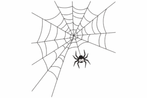 Spider Web with Cute Spider Embroidery Design