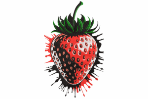 Splattered Strawberry Embroidery Design