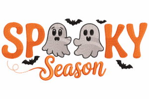 Spooky Season Halloween Ghosts and Bats Embroidery Design