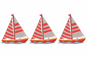 Striped Sailboat Trio Embroidery Design