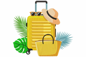 Travel Suitcase Embroidery Design