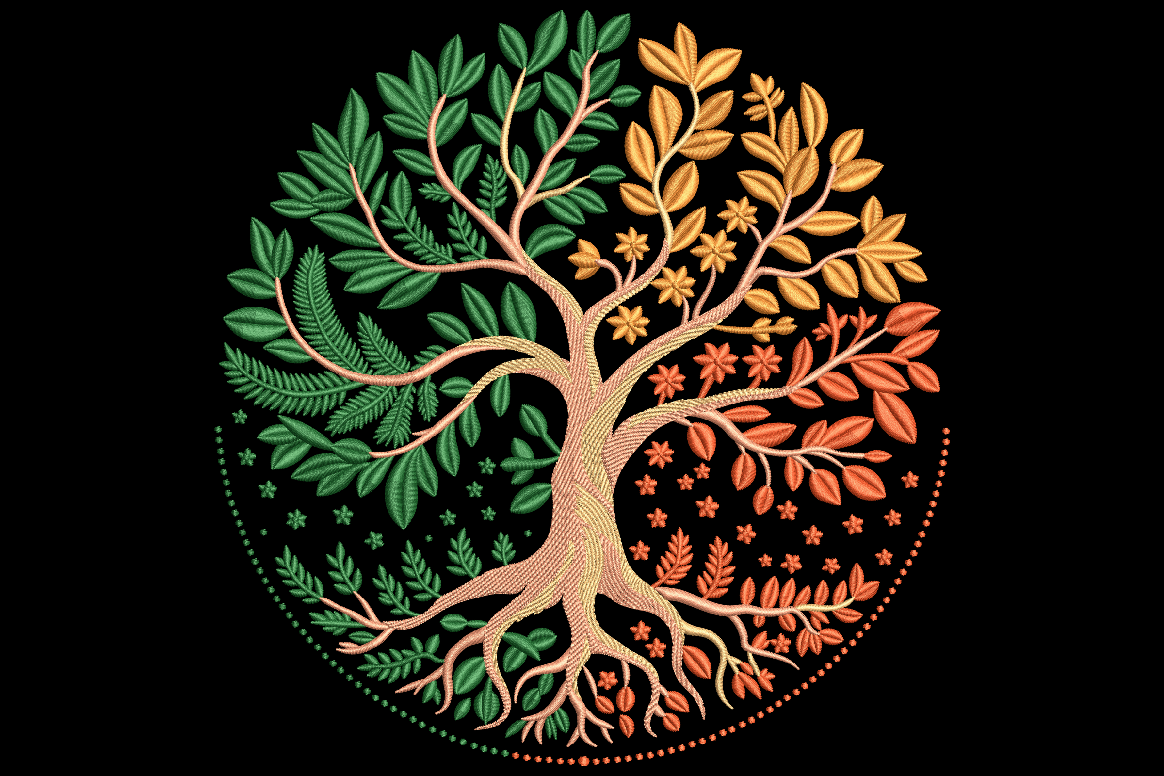 Tree of Life Seasons Embroidery Design