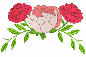 Triple Rose Floral Bouquet Embroidery Design