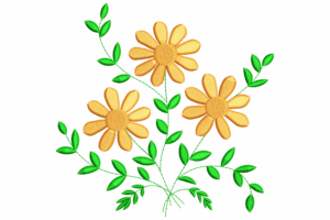 Triple Yellow Flower Embroidery Design